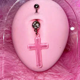 Daiiibabyyy  Punk Aesthetic Acrylic Cross Navel Bell Button Rings Sexy Accessories Body Piercing Goth Egirl Body Jewelry Fashion Navel Rings