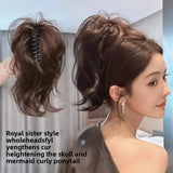 DAIIIBABYYY  -  High Top Ponytail Hair Extension Mermaid Curl Short Tail Clip on Fake Hair for Women Asian Fiber Tail Hair Extensions