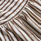 Daiiibabyyy  Casual Street Vacation Style Strapless Stretchable Long Dress Summer Fashion Stripes Printing Ruched Comfort Retro Sundress