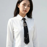 Daiiibabyyy  Simple Korean Style Star Tie Choker JK Long Necktie Academic Style Tassels Shirt Tie Daily