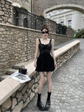 DAIIIBABYYY  -  Black Sequin Camisole Dress Women Summer Short Stature Waist Cinching Temperament Ballet Style A-line Fluffy Short