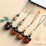 DAIIIBABYYY  -  Decoration Acorn Pendant Sandalwood Couple Sweater Chain Women Necklace Car Key Chain Chinese Style Key Ring Wooden Key Chain
