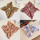 Daiiibabyyy  Floral Fabric Square Hair Ring for Woman Elegant High Elastic Hair Rope Fashionable Girl Does Not Hurt The Hair Hair tie Scrunch