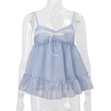 Daiiibabyyy  Summer French Y2k Sexy Solid Edible Tree Fungus Loose Bow Camis