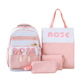 Daiiibabyyy  4Pcs/Set Large Capacity 4 in 1 Backpack Multifunction Casual Book Bag School Rucksack Breathable College Backpack Students