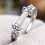 Daiiibabyyy  Huitan Women Ring Imitation Opal Versatile Wedding Party Thin Accessories Inlaid Shiny Purple CZ Elegant Low-key Daily Jewelry