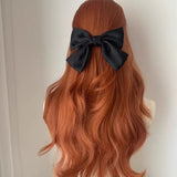 Daiiibabyyy  Orange Forehead Lace Long Wavy Synthetic Wig Lolita Long Straight Breathable Chemical Fiber Women's Wig