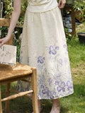 Daiiibabyyy  French Vacation Flower Print Hollow Out Loose All Match  High Waist Fashion Skirts