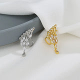 Daiiibabyyy 925 Stamp Silver Gold Color Angel Wings Earring Zircon Irregular Jewelry Ear Clip Birthday Gift Dropshipping