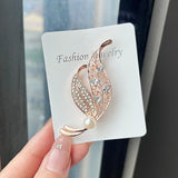 Fashion Exquisite Rhinestone Tree Leaves Brooches For Women Vintage Crystal Plant Brooch Elegant Clothing Pins Party Jewelry