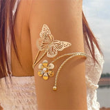 DAIIIBABYYY  -  Vintage Gold Color Upper Arm Hollow Butterfly Flowers Bracelets For Women Fashion Gothic Hand Arm Bangles Boho Summer Jewelry