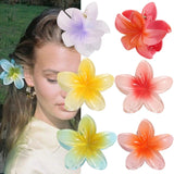 Daiiibabyyy Gradient 8cm Large Flower Acrylic Hair Clip for Women Sweet Hairpins Hair Claws Crab Clamp Barrettes Hawaiian Hair Accessories