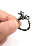 Daiiibabyyy Vintage Dark Dragon Opening Rings for Men Women Cute Animal Silver Color Metal Punk Fashion Finger Ring Fashion Jewelry Party