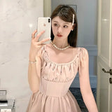 DAIIIBABYYY  -  Sexy Women Little Pink Dress Satin Beading Corset Slim Suspender Short Mini Dress Fashion Short Elegant Birthday Party Dress