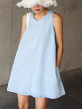 DAIIIBABYYY  -  2025 Korean Niche V-neck Sleeveless Denim Vest Dress Women Summer New Style Temperament Pocket A-line Short Dresses