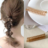 DAIIIBABYYY  -  Elastic Telephone Wire Hair Ties Women Girls Solid Color Hair Bands Spiral Coil Rubber Band Ponytails Head Rope Hair Accessories