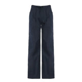 Daiiibabyyy  Women's Streetwear Black Pants Solid Loose Fit Drawstring Waist Trousers Wide Leg Woven Casual Pants Low Waist Cargo Pants