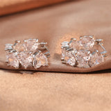 DAIIIBABYYY  -  Exquisite Clear Heart-shaped Cubic Zirconia Hoop Earrings New Trending Sliver Color Plated Wedding Party Ear Accessories
