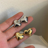 Daiiibabyyy Minimalist Silver Color LOVE Heart Stud Earrings For Women Trendy Elegant Wedding Bride Jewelry Prevent Allergy