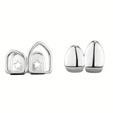 Daiiibabyyy  2Pcs Hip Hop Golden Silvery Glossy Hollowed Teeth Grills Decoration For Men Women
