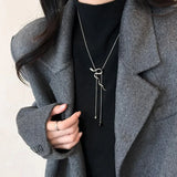 DAIIIBABYYY  -  Simple Bowknot Drawstring Long Necklace for Women Korean Fashion Sweater Chain Trend Jewelry Accessories Gifts Wholesale