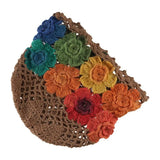 Daiiibabyyy  Sweet Colorful Flower Hollow Knitted Hat Crochet Bohemian Style Beanie Cap Thin Hollow Ethnic Style Pullover Hat Ladies