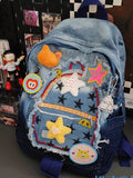 Daiiibabyyy  Retro Cowboy Color Matching Backpack Female Japanese Sweet Lovely Girl Y2k All-match Bag College Student Small Backpack