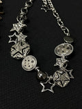 Daiiibabyyy  Punk Retro Button Star Pendant Necklace Trendy Delicate Silver Color Unisex Choker Personalised Luxury Jewelry for Women