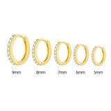Daiiibabyyy 1Pair Gold Color Hoop Earrings For Women Fashion Cubic Zirconia Small Huggie Cartilage Earrings Helix Tragus Piercing Jewelry