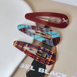 DAIIIBABYYY  -  6pc Retro European and American Plaid Red BB Hairpin Hair Side Clips for Women Girls Gift Hair Accessories Headwear Ornament