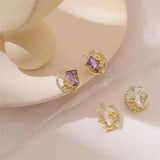 Daiiibabyyy  Women Star & Moon Crystal Earrings Elegant Light Luxury Exquisite Shiny Zircon Ear Studs Golden Fashion Jewelry Gifts