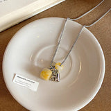 Daiiibabyyy  Natural Stone Necklace with Water Droplet Pendant for Women Adjustable Long Sweater Chain
