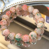 DAIIIBABYYY  -  New Fashion Y2K Sweet Cherry Blossom Bracelet For Women Exquisite Elegant Flower Crystal Beaded Bracelet Girl Party Jewelry Gift