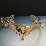 Daiiibabyyy  Fashion Vintage King Round Elves Crown Elegant Baroque Princess Diadems Leaf Leaves Punk Alloy Rhinestone Headdress Bridal Party