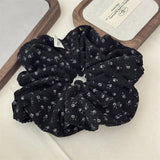 DAIIIBABYYY  -  Autumn Winter New Style Corduroy Floral Scrunchies Oversized Velvet Black Hair Ties Ropes Women Young Girls Elegant Hair Bands
