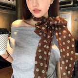 DAIIIBABYYY  -  185*24cm Chiffon Polka Dot Long Scarf Lightweight Neck Scarf For Women Summer Sun Protection Scarf Ribbon Headband Choker scarf