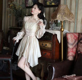 DAIIIBABYYY  -  Korean Sweet Mini Dress for Women Elegant Flare Sleeve Ruffles Princess Birthday Party Dresses Female Lace-up Short Vestidos New