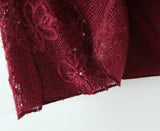 Daiiibabyyy  Sexy Wine red Mesh Flocking Sequins Tie Bow Halter V Collar Backless Dress Women Backless A-line mini Dresses Femme Vestidos