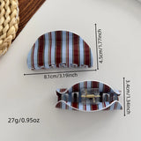 Daiiibabyyy  Blue Coffee Color Pink Stripe Hair Claw Clip Classic Casual Style Hair Claw Clips Acrylic Hair Accessories for Women Girls