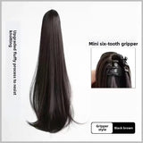 DAIIIBABYYY  -  Long Hair Women's Wig Tail Clip Micro Curl Natural Realistic Popular Tie Synthetic Full Real Human Hair Fake Braid