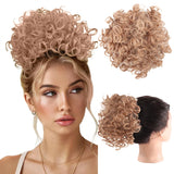 Daiiibabyyy  Messy Curly Hair Bun Ponytail Extensions Wig Synthetic Curly Wavy Hair Ponytail with Drawstring&Combs for Women Daily Party Wear