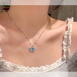 DAIIIBABYYY  -  New Crystal Necklace For Women Glitter Butterfly Zircon Bead Collarbone Chain Light Luxury Exquisite Choker Jewelry Chain