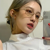 Daiiibabyyy New Fashion Vintage Anti Blue Light Glasses Women Men Metal Small Rectangular Square Frame Clear Lens Computer Eyeglasses