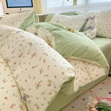 DAIIIBABYYY  -  Bedding Class A All Cotton Face Mask Dormitory Skin friendly Fresh Bed Sheet and Quilt Cover Pure Cotton Four piece Set Three