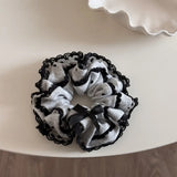 DAIIIBABYYY  -  Korean version light gray soft offset printing love bow fabric large intestine hair band ponytail disc hair ball head hair rope