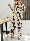 Daiiibabyyy High Quality Women Clothing 2024 Spring Summer Temperament Casual Fashion Casual Printed Shirt Elastic Waist Long Pants Set Y2k