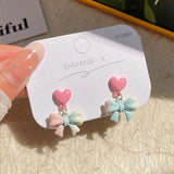 DAIIIBABYYY  -  Girls Sweet Summer Green Color Stud Earrings Set Butterfly Rhinestone Pearl Tassel Drop Earring Women Party Jewelry