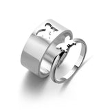Daiiibabyyy  New Arrival Trendy Stainless Steel Bat Couple Rings for Women Men Punk Opening Hip Hop Rock Finger Jewelry Set Gift Colorfast