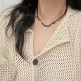 DAIIIBABYYY  -  National Style Color Beads Butterflies Necklace Female Temperament Thin Rope Collarbone Chain Adjustable Chain Jewelry