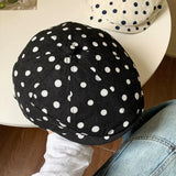 Daiiibabyyy  Retro Polka-dot Design Thin Breathable Berets for Women Summer Travel Sunscreen Versatile Show Face Small Literary Painter Hats